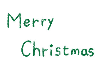 メリークリスマスのロゴ文字　手描き　クレヨンタッチ　緑