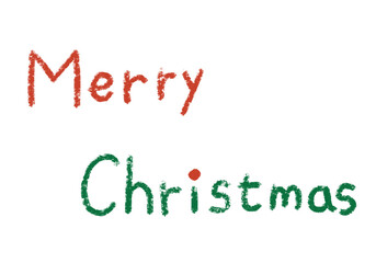 
メリークリスマスのロゴ文字　手描き　クレヨンタッチ　赤　緑
