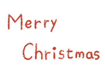 メリークリスマスのロゴ文字　手描き　クレヨンタッチ　赤