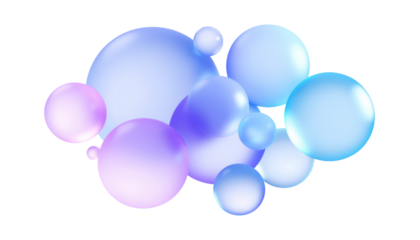 Iridescent modern design elements, glass gradient 3d organic shapes set, liquid abstract transparent 3d rendering objects.
