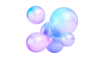 Iridescent modern design elements, glass gradient 3d organic shapes set, liquid abstract transparent 3d rendering objects.