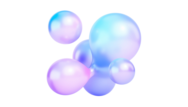 Iridescent modern design elements, glass gradient 3d organic shapes set, liquid abstract transparent 3d rendering objects.
