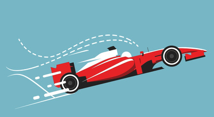 Obraz premium Minimalist Style Formula One Racing Car Speeding Illustration Design