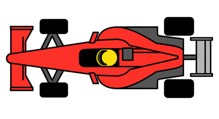 Obraz premium Flat Design Red Formula Racing Car Illustration Top View Sport