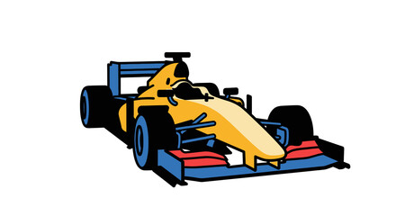 Fototapeta premium Flat Style Detailed Formula One Racing Car Isolated Illustration