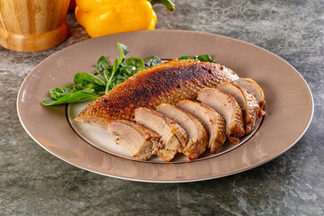 Roasted duck breast with slices