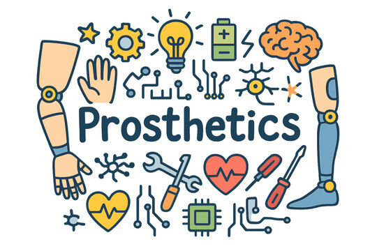 Prosthetic Innovation Doodle. Prosthetic innovation. Hand-drawn doodle illustration of prosthetic innovation.