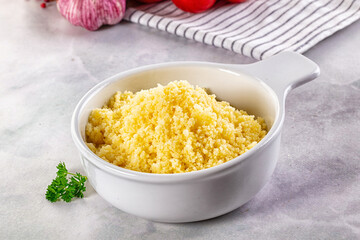 Boiled wheat couscous grain garnish