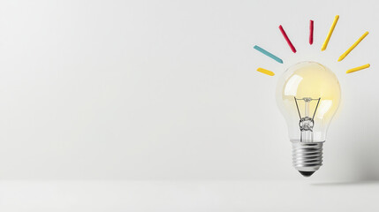 Light bulb with colorful rays symbolizes creativity and innovation, perfect for inspiring ideas and brainstorming sessions