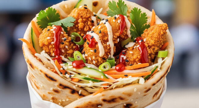 Crispy Fried Chicken Paratha Roll, zinger Fried Chicken Paratha, Fresh Chicken Shawarma