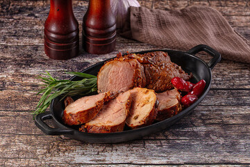 Baked pork sirloin with cornus