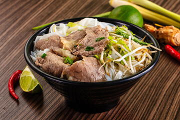 Vietnamese pho bo soup with beef