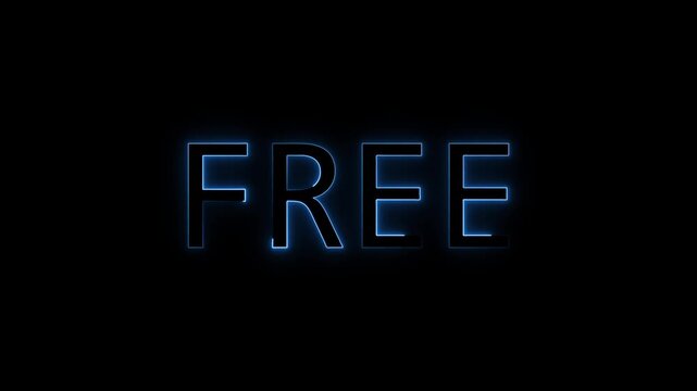 Neon blue FREE typography with on black background.