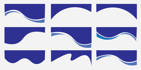 Collection of dividers shape templates. Modern separator header for website and app. Curve lines, wave collection of abstract design element for top and bottom page web site.