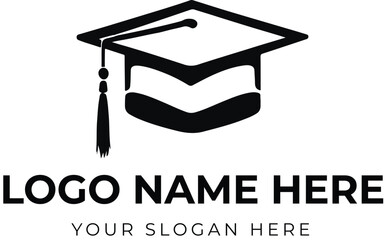 Minimal graduation cap logo vector for education branding, academic identity, school emblem, or learning center design