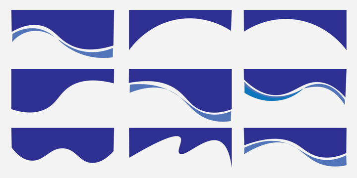 Collection of dividers shape templates. Modern separator header for website and app. Curve lines, wave collection of abstract design element for top and bottom page web site.