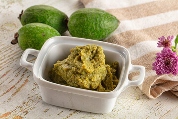 Sweet green feijoa fruit puree
