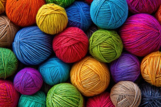 Colorful yarn balls create a vibrant display at a craft shop in Fort Wayne, Indiana, inspiring creativity for knitting and crocheting enthusiasts