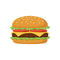 Delicious vibrant hamburger with all the fixings