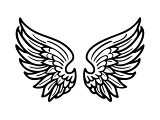 Obraz premium Bird wings vector illustration tattoo style. Hand drawn design element. 