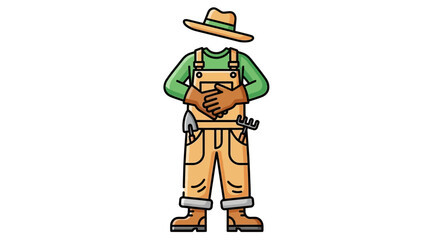 Illustration of a farmer in overalls and a hat.