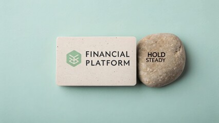Modern Financial Platform Concept with a Smooth Stone and Text Message on a Soft Colored Background