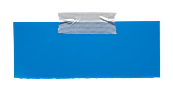 Blue rectangular background with white paper element on transparent background