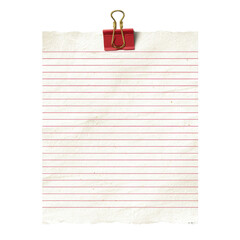 Lined Notepad Paper with Red Binder Clip Attachment