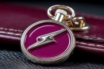High-Detail Close-Up of Vintage Pocket Watch with Bold Pink Background and Metallic Lightning Icon Representing Time Management and Dynamic Design Elements captured with clarity