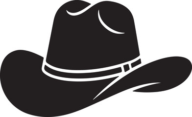 Classic Cowboy Hat Black Silhouette Icon Wild West Vector Symbol
