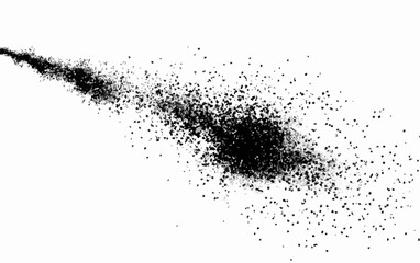 Vecteur de particules noires abstraites sur fond blanc, mouvement dynamique et &eacute;nergie.