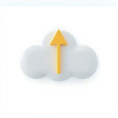 3D Cloud Upload Icon, Data Storage and Backup Concept