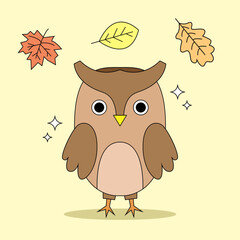 Cute owl in warm atmosphere