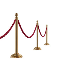 Golden Stanchions Angled Red Rope Barrier Setup