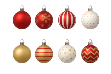 Colorful Christmas ornaments for holiday decoration in vibrant designs and patterns