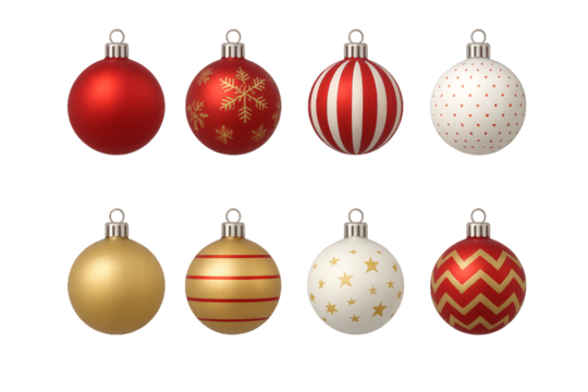 Colorful Christmas ornaments for holiday decoration in vibrant designs and patterns