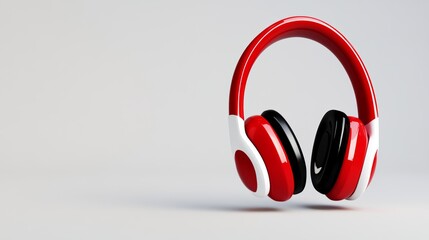 Modern Red and Black Over-Ear Headphones Isolated on a Clean White Background