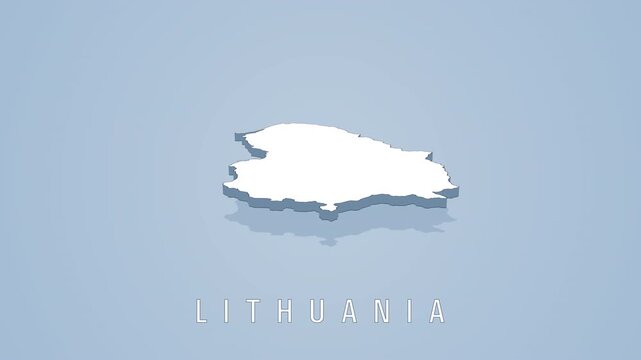 Rotating 3d map of lithuania on solid background