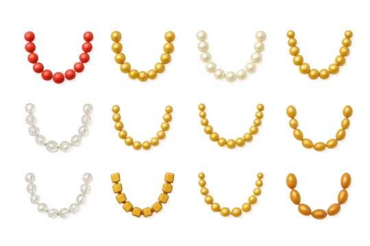 Colorful collection of decorative beads arranged in strings for crafting or jewelry making purposes