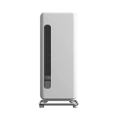 Modern, minimalist air purifier on silver stand