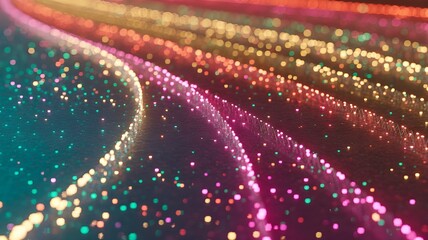 Multicolored sparkling lights form a curve