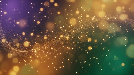 Glittering golden bokeh light on dark background