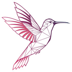 Geometric hummingbird illustration in pink and purple