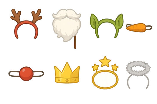 Variety of fun costume accessories for festive celebrations and events featuring animal and holiday themes