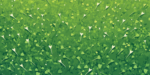 Vetor abstrato de fundo com muitas folhas verdes em tons variados e pequenos brotos brancos.