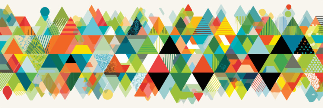 Padr&atilde;o abstrato vibrante composto por m&uacute;ltiplos tri&acirc;ngulos coloridos e geom&eacute;tricos, criando uma textura moderna e din&acirc;mica para fundos digitais.