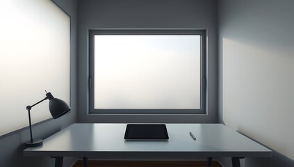Workspace Serenity A Minimalist Desk Setup with Natural Light and Essential Tools