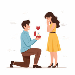 Marriage Proposal Illustration — Romantic Engagement Scene Flat Vector