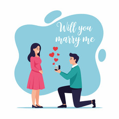 Marriage Proposal Illustration — Romantic Engagement Scene Flat Vector