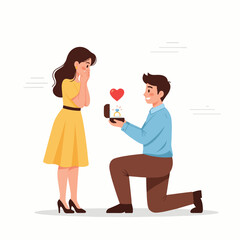Marriage Proposal Illustration — Romantic Engagement Scene Flat Vector